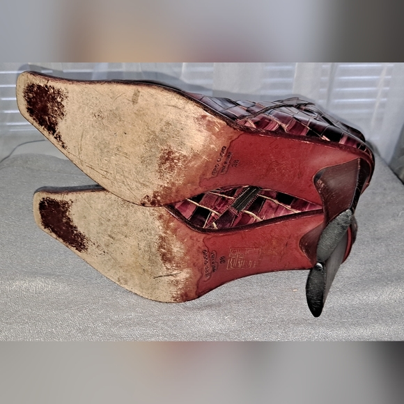 Bagatt Burgundy Croc Embossed Leather Ankle Boots Size EUR 38 US 8 - Picture 10 of 10
